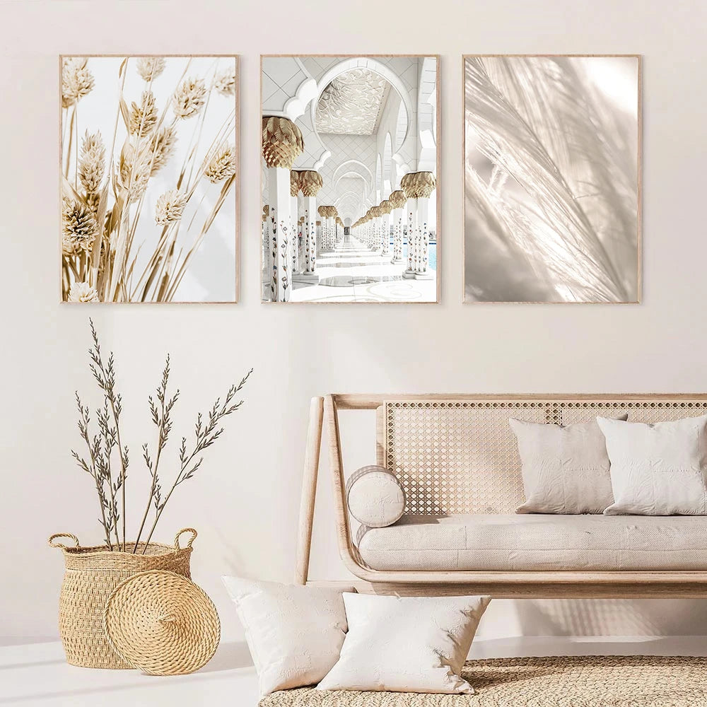 Islamic Canvas Poster Hay Dandelion Wall Posters Beige Flowers Art Painting Morocco Door Print Pictures Living Room Decoration