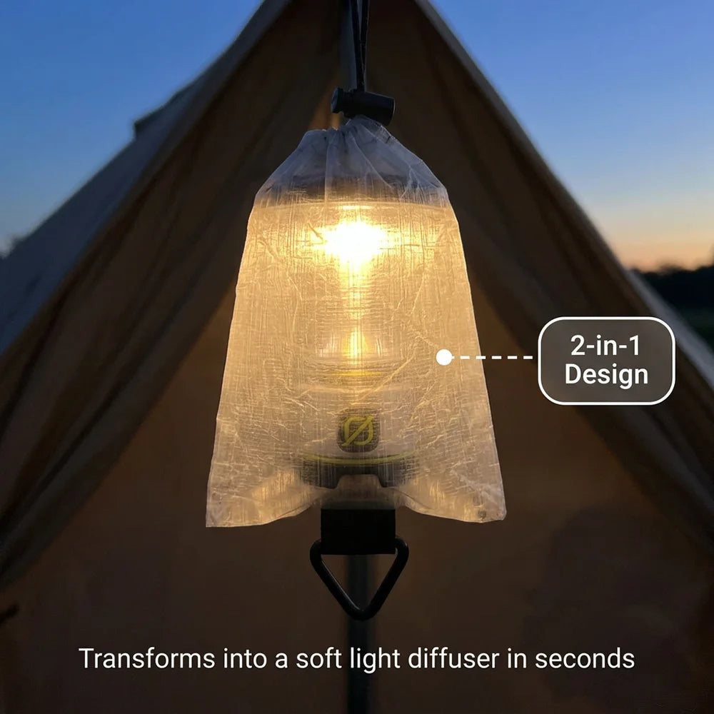 2-in-1 Camping Lantern Shade Ultralight DCF Storage Bag Transparent EDC Organizer Multi-functional Lamp Diffuser Outdoor Hiking