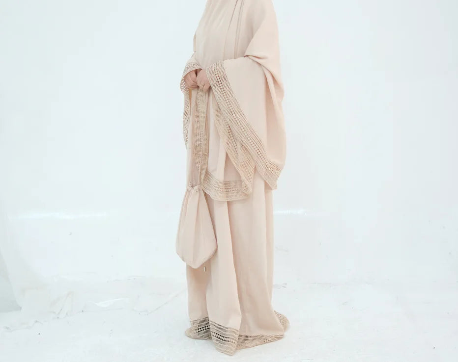 Complete Women's Islamic Prayer Outfit Set (4 Items) Includes Prayer Rug Carry Case Modest Abaya Dress and Khimar Headscarf