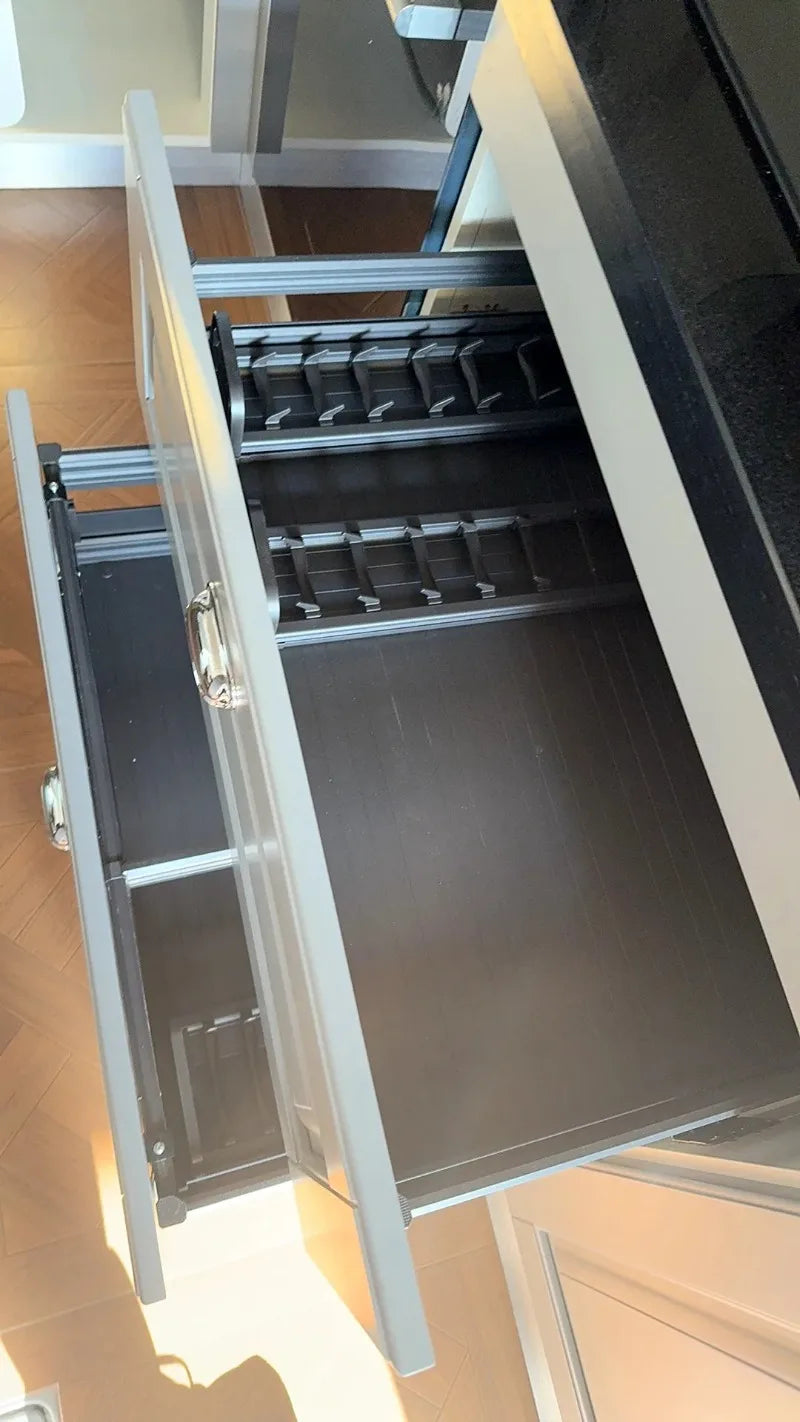 Pull Out Kitchens Cabinets Baskets Drawer Style Bowl Dish Storage Baskets Organization Three Layers Kitchens Shelf Thicken