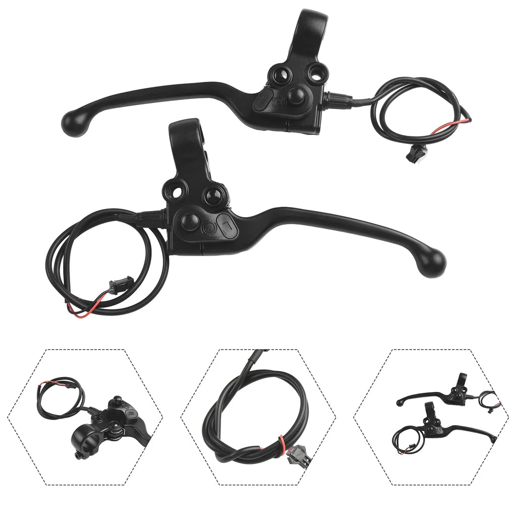 1 Pair E-Bike Mechanical Brake Levers Electric Bicycle Part With Parking Button 2-pin Male Cycling Handle Ebike Accessories