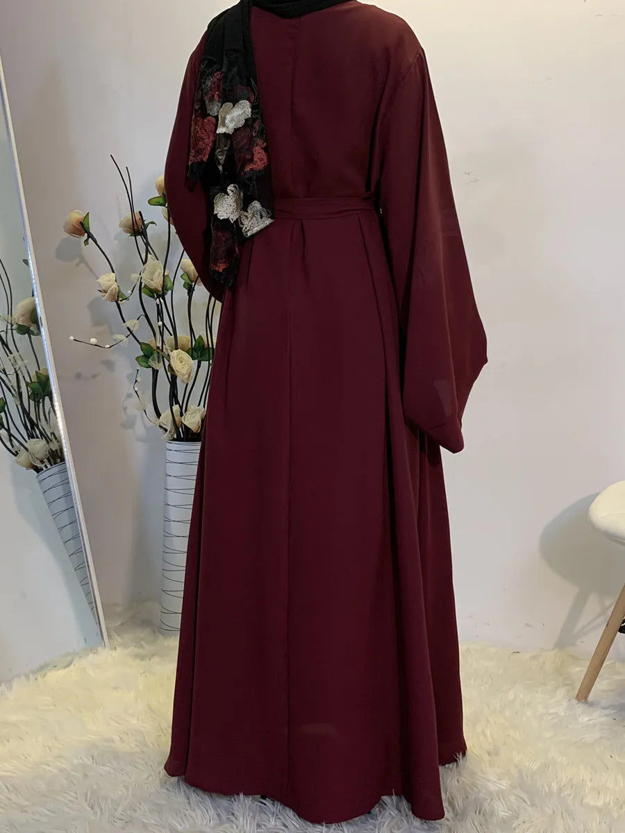 Muslim Women Arabic Dubai Eid Abaya Plus Size Long Dress Modest Ramadan Solid Color Prayer Robe Kaftan Femme Islamic Clothing