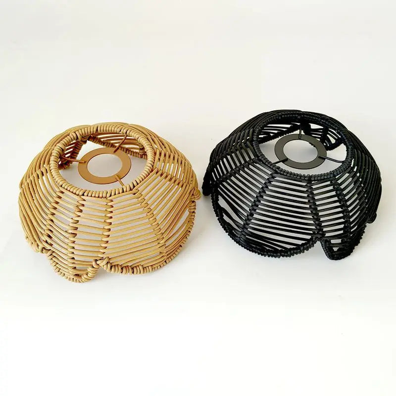 Woven Lantern LED  Hanging Light Lampshade Simulated Rattan Ceiling Pendant Lamp Shade Bedroom Dining Room Chandelier Lamp Cover