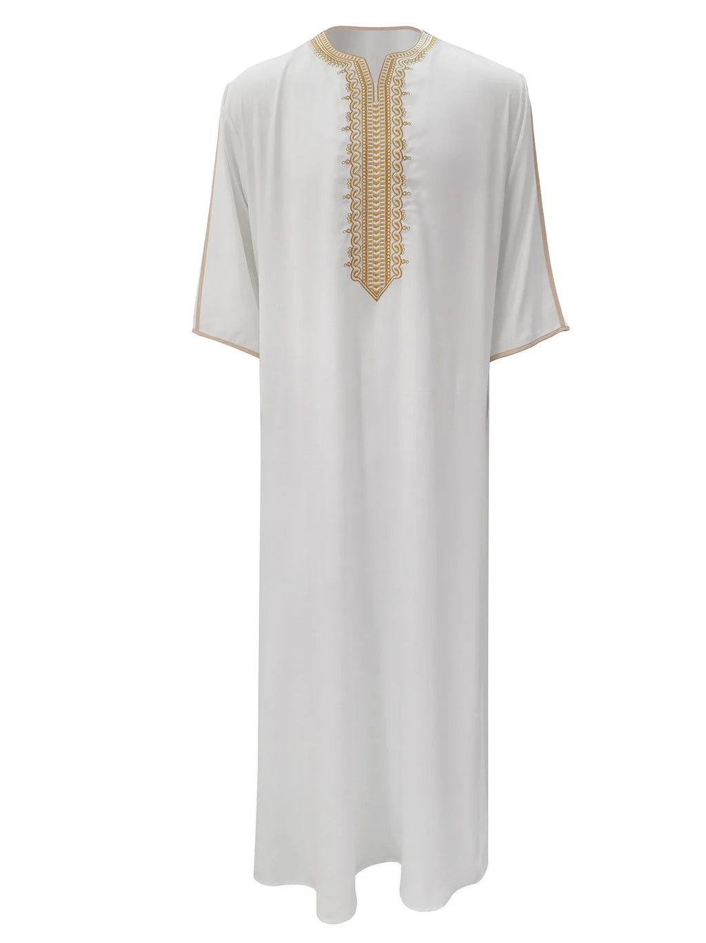 2026 Ethnischer Stil Muslimische Kleidung Eid Nahost-Robe Herren Thobe Arabischer Islamischer Kaftan mit Tasche Lose Lässige Bestickte Abayas