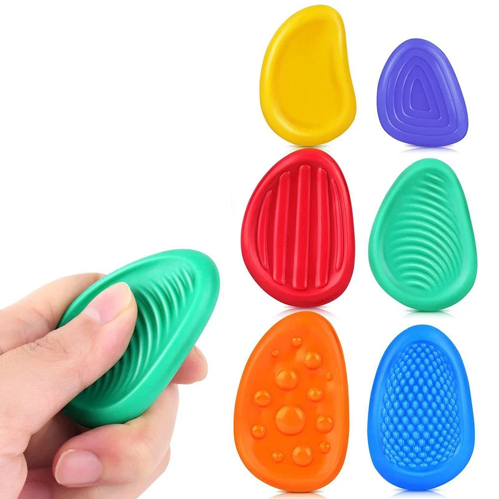 2026 New Hot Fidget Toys Adults Sensory Silicone Stone 6 Pack Textured for Autism Kids Calming Down Fidget Stress Relief Toys