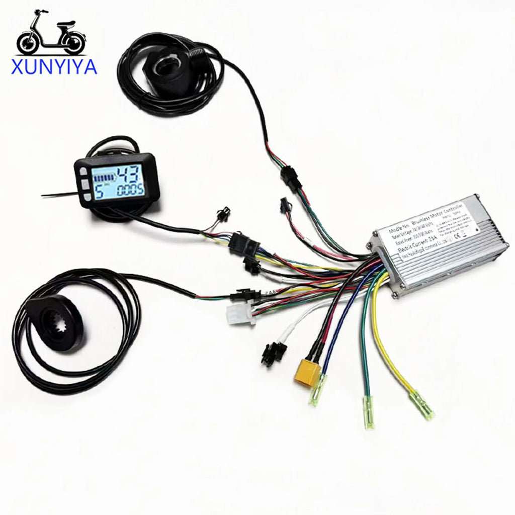 25A E-Bike Brushless Motor Controller 24V/36V/48V 350W-500W with  P.A.S Throttle UART No.2 P3 LCD Display for E- Scooter Repair.