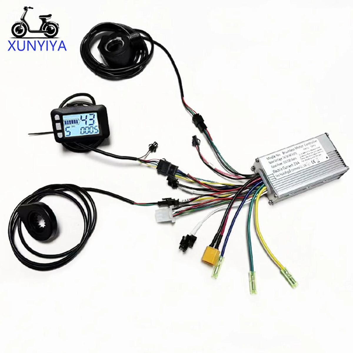 25A E-Bike Brushless Motor Controller 24V/36V/48V 350W-500W with  P.A.S Throttle UART No.2 P3 LCD Display for E- Scooter Repair.