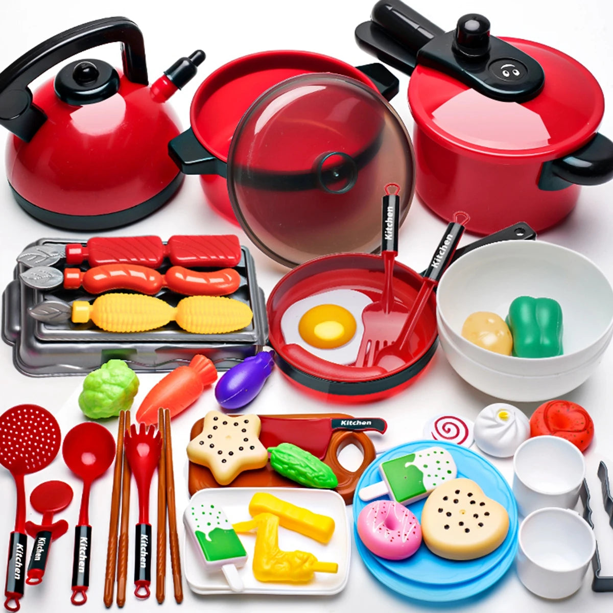 Children's Educational Play Kitchen Set – Pretend Play Cookware with Simulated Induction Cooker, Cooking & Cutting Toys for Boys