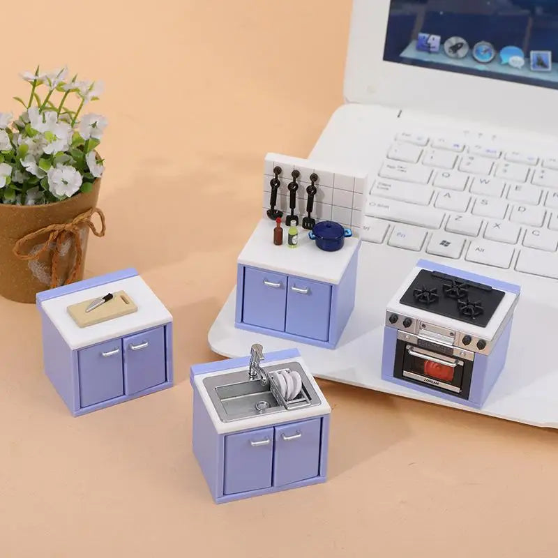 1 Set Dollhouse Miniature Simulation Kitchen Utensils Gas Stove Model Kitchen Accessories For Doll House Decor Pretend Play Toys