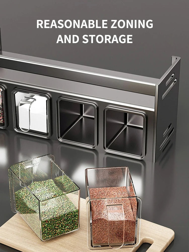 1 Equipped Kitchen Seasoning Shelf, No Drilling, Wall Hanging, Countertops, Cabinets, Multi-Functional Seasoning Storage Shelf