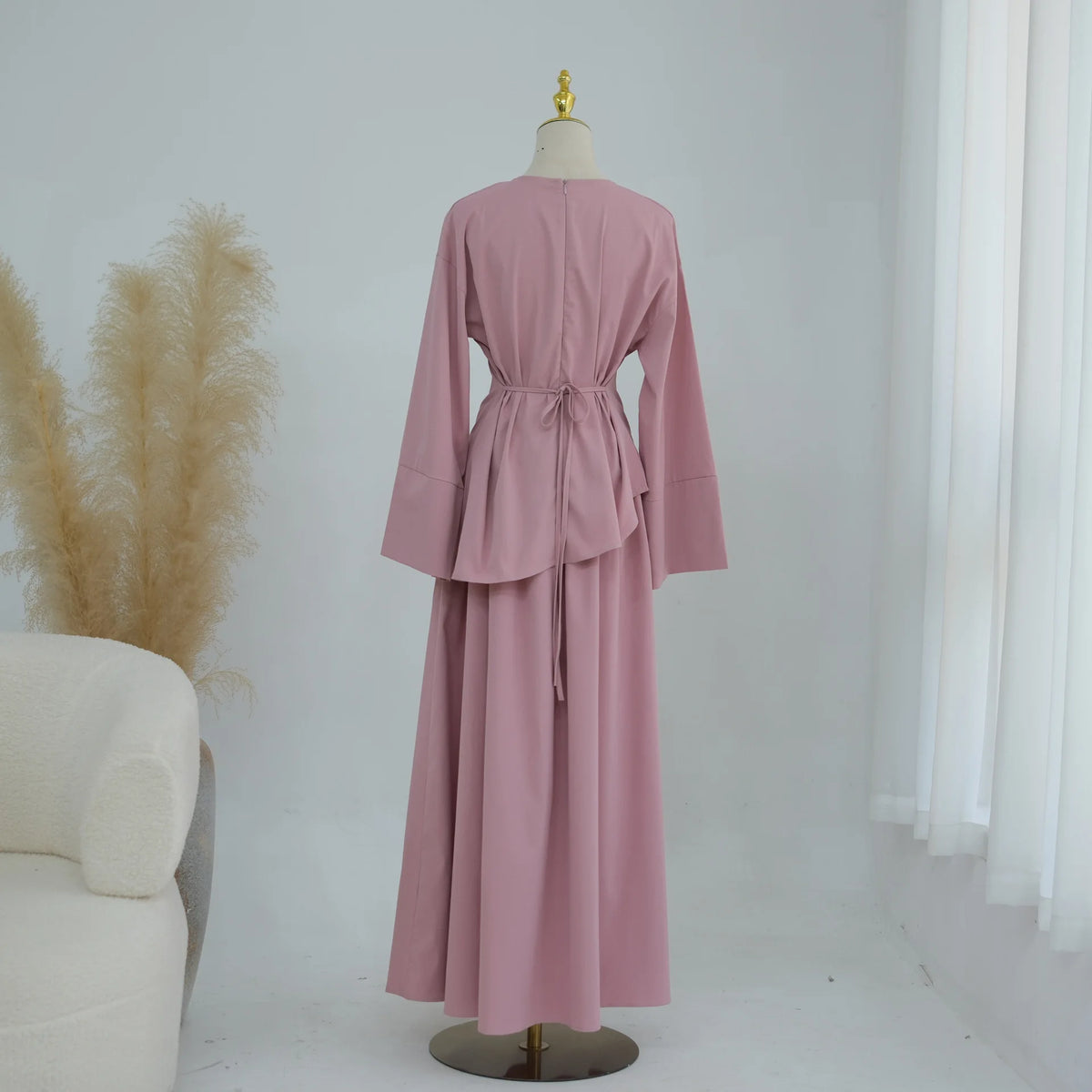 Elegant Muslim Women 2 Piece Abaya Set Ramadan Modest Summer Daily Turkey Top and Skirt Suit Islamic Casual Outfit for Eid