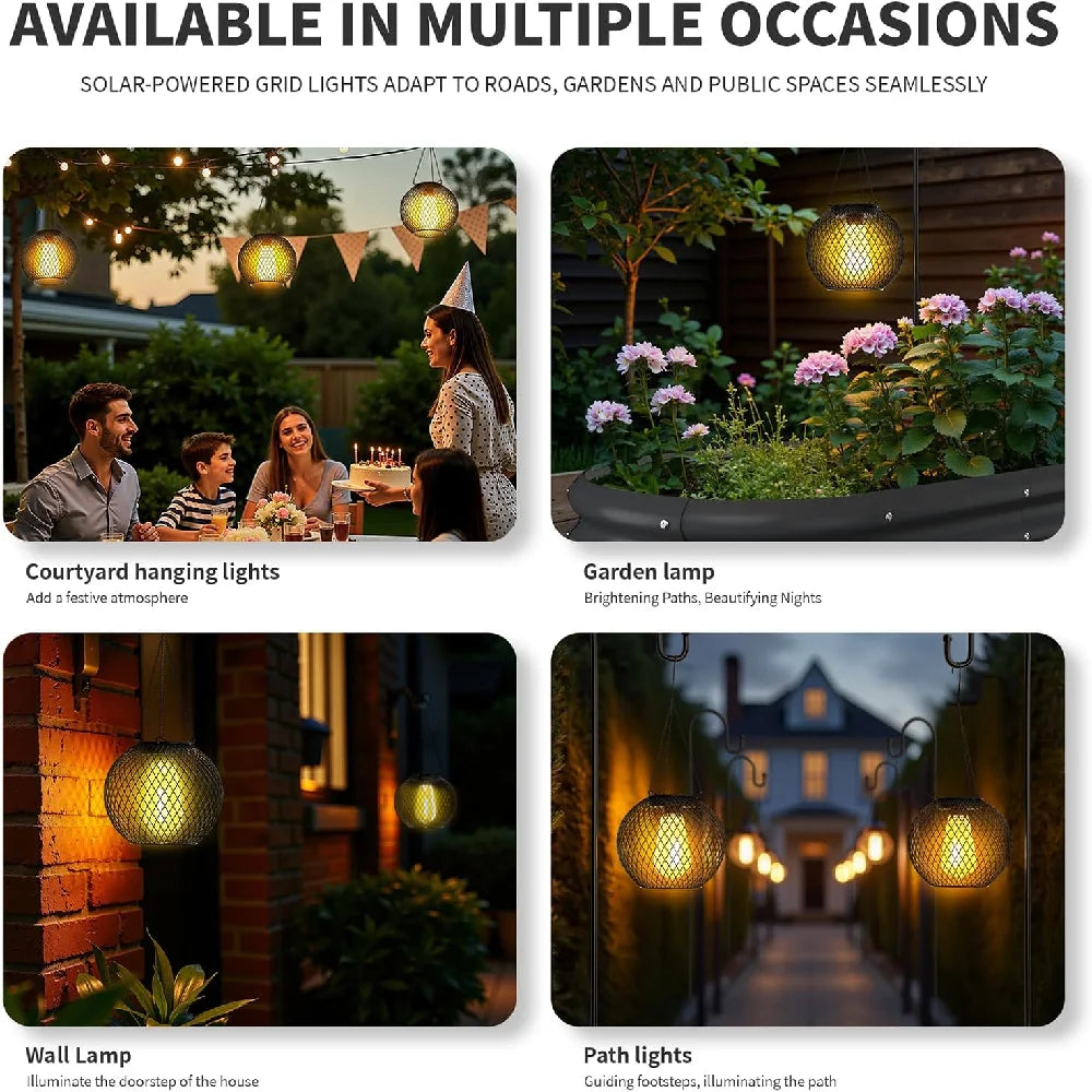 1/2PCS Outdoor Solar Lantern IP44 Waterproof Solar Powered Metal Hanging Lights for Garden Patio Deck Paths Decorative Lighting