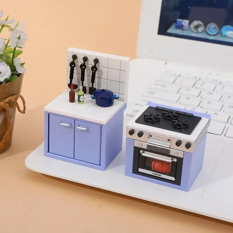 1 Set Dollhouse Miniature Simulation Kitchen Utensils Gas Stove Model Kitchen Accessories For Doll House Decor Pretend Play Toys