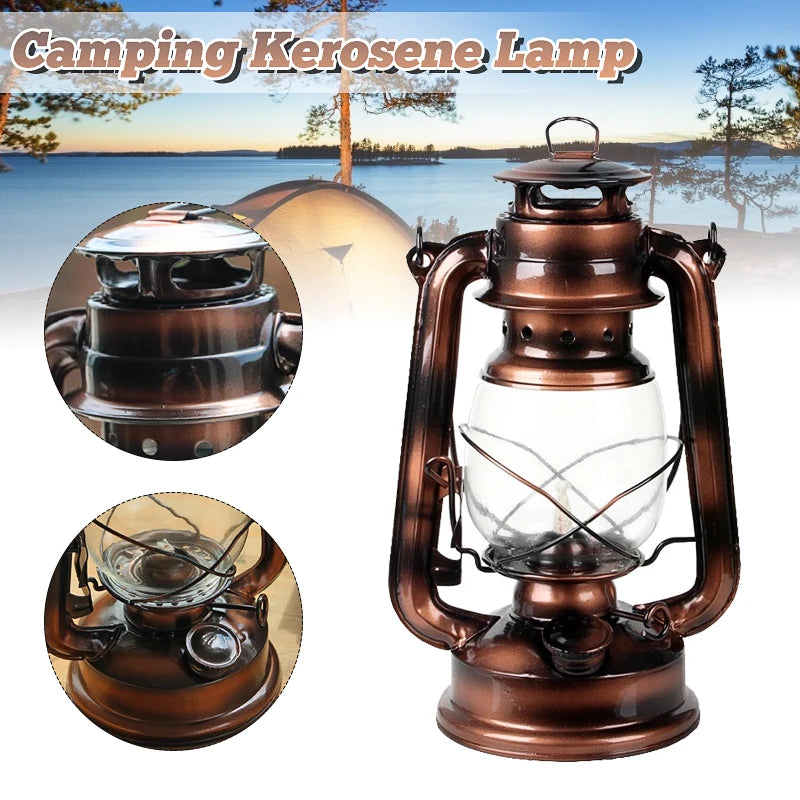 19/25cm Retro Classic Wrought Iron Lamp Lanterns Wick Portable Lights Oil Lantern Camping Hiking Home Decor