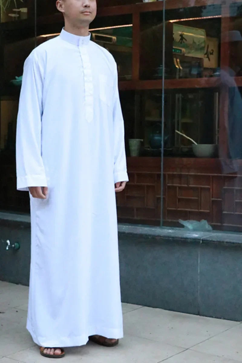 Islamic Clothing Men Solid Long Sleeve Loose Muslim Male Saudi Arabia Pakistan Kurta Muslim Costumes Muslim Dress Kaftan Thobe