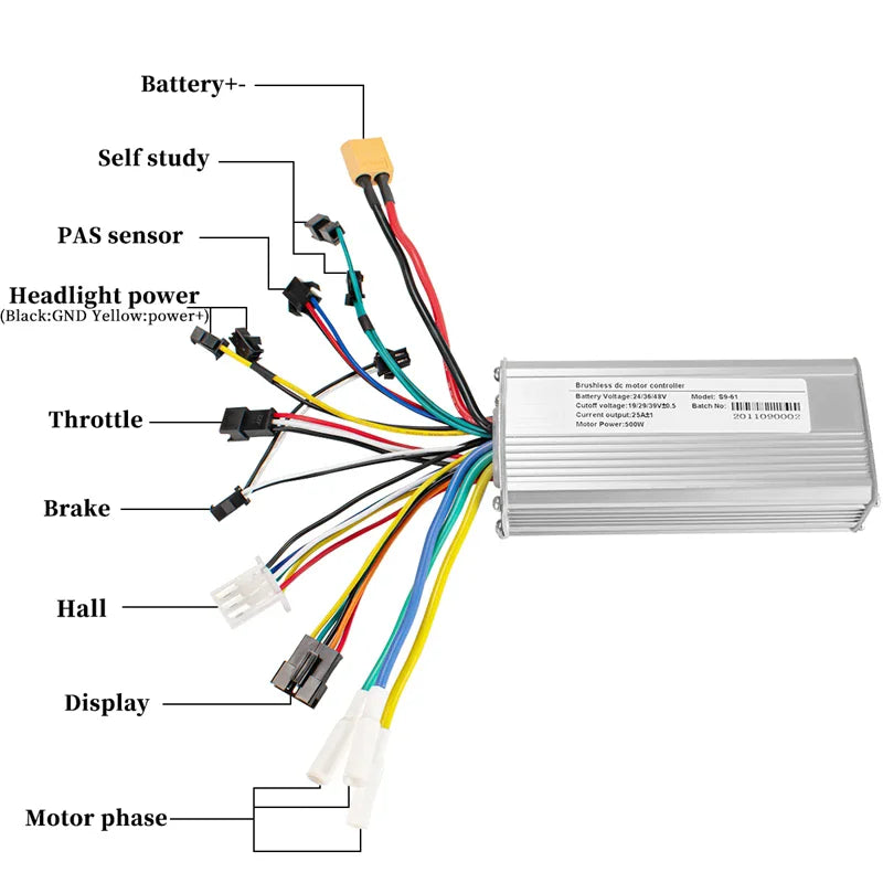 24V 36V 48V 60V Electric Bike Brushless Controller with LCD Display E-bike Accessories Parts E-Scooter 500W S886 S830 G51 S866