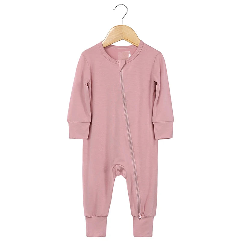 2026 Newborn Baby Bamboo Fiber Romper Solid Breathable Long Sleeve Clothes For 0-24M Boy Girl Jumpsuit Infant Loungewear Pyjamas