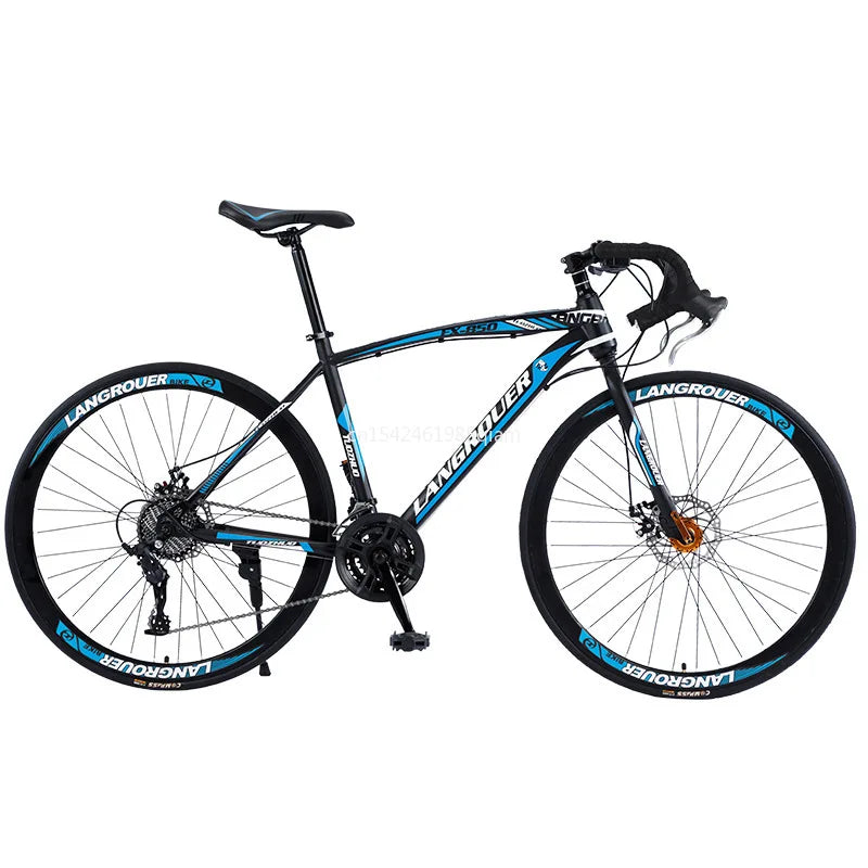 2027Curved handle Road Bike 700C Variable Speed Mountain Bike Student Adult BICYCLE Double Disc Brake Bike Rennrad Carbon