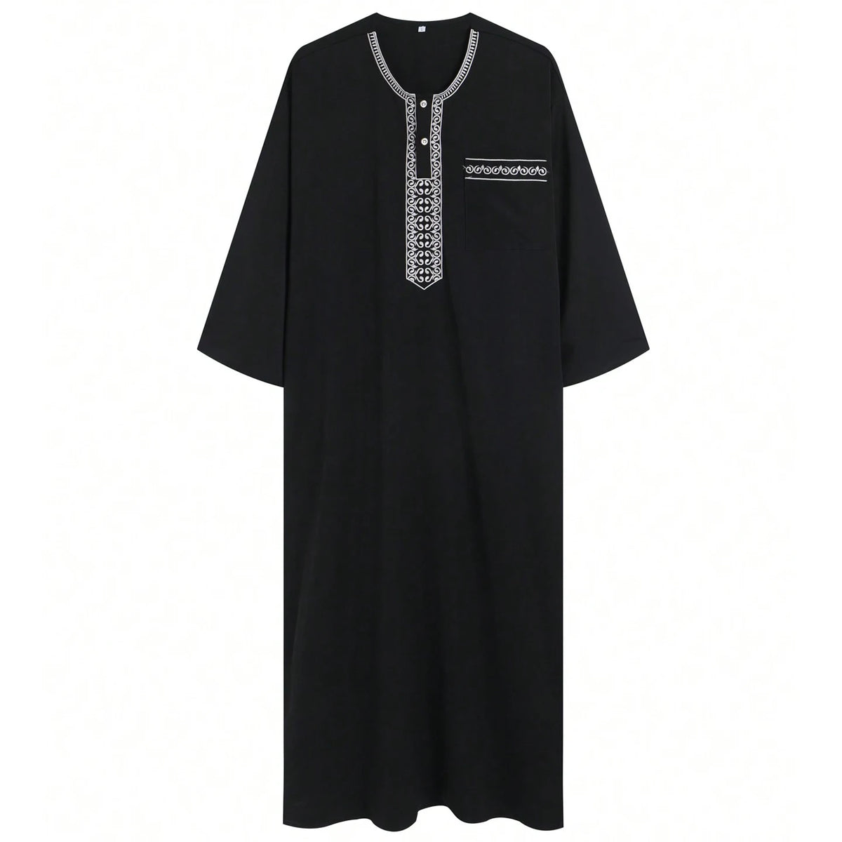 New Islamic Muslim Men's Thobe Long-sleeved Classic Embroidery Robe Arabic Ethnic Style Men's Casual Formal Robe Prayer Dress