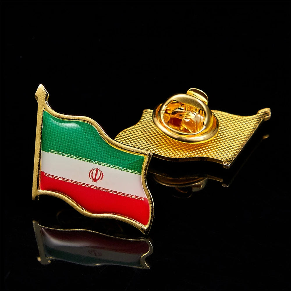 Iran Islamic Shia Persian Empire Allah Akbar Iran Gold Plated Collectible Flag Lapel Pins