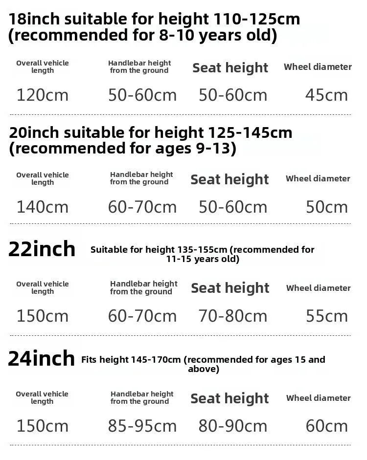 18-24 Inch Kids & Adults Mountain/Road Bike Single/Variable Speed Outdoor Commuting Bicycle for All Ages