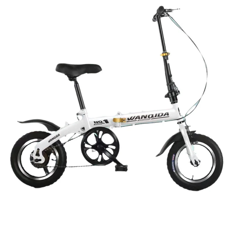 Foldable bicycle, 12-inch small bike for boys and girls, portable and ultra-light transmission with disc brakes