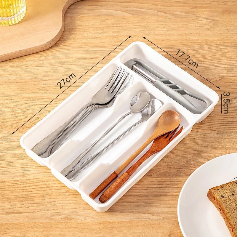 4/5 Grid Kitchen Cabinets Chopsticks And Tableware Storage Box Knife Fork Spoon Divider Organizer Knife Fork Drawer Storage