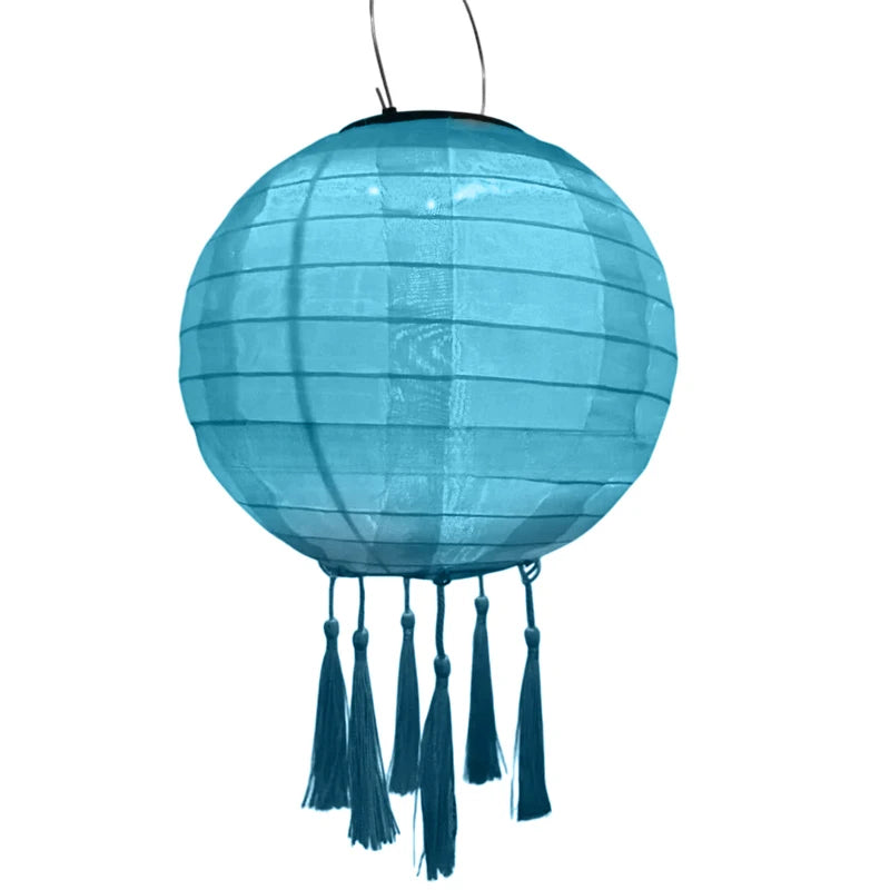 12 Inch Waterproof Solar Chinese Lantern Cloth Hanging Lamp Outdoor Festival Wedding Birthday Party Garden Hanging Lamp Decor
