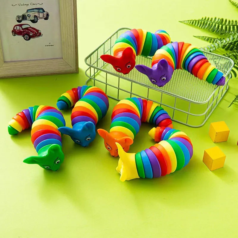 2025 New Fidget Slug Toy for children  3D Colorful Sensory Slug Relieves Fun Decompression Toy Creative Twist Fox/Ant/Fidget Toy