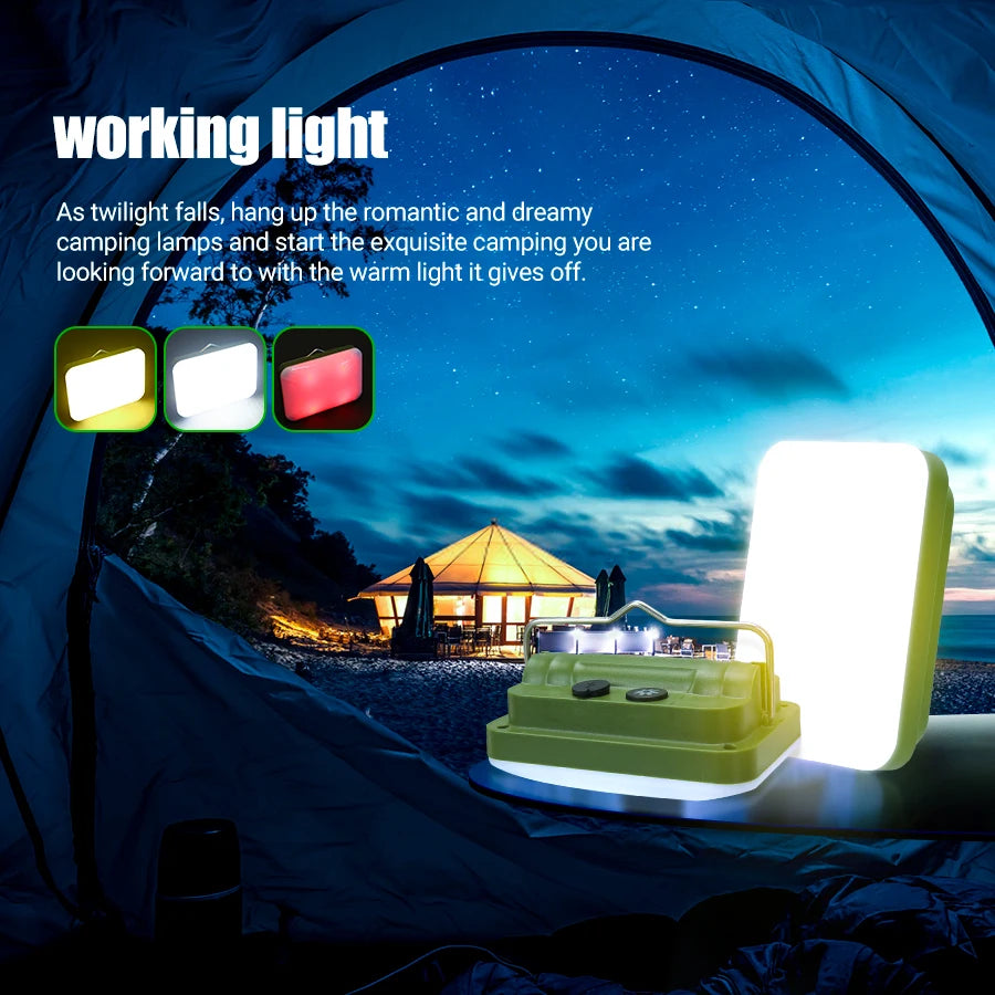 Rechargeable Camping Lamp w/ Hook-7 Light Modes, Outdoor Waterproof, Portable Lantern for Backpacking,Tent Lighting Hiking Trips