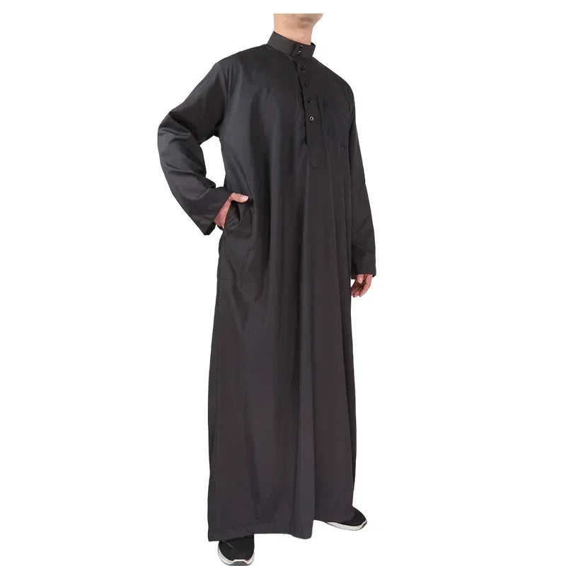 Islamic Clothing Men Solid Long Sleeve Loose Muslim Male Saudi Arabia Pakistan Kurta Muslim Costumes Muslim Dress Kaftan Thobe