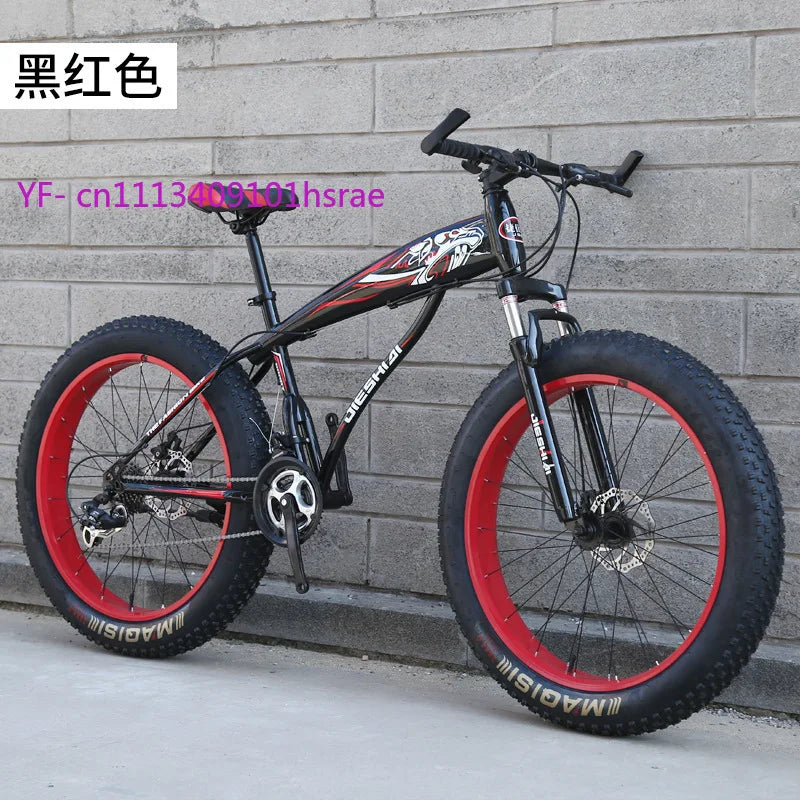 26" 24" Adult Mountain Bike, Large Tire Variable Speed Bicycle, Dual Disc Brake Shock Absorption MTB with Butterfly Handlebar