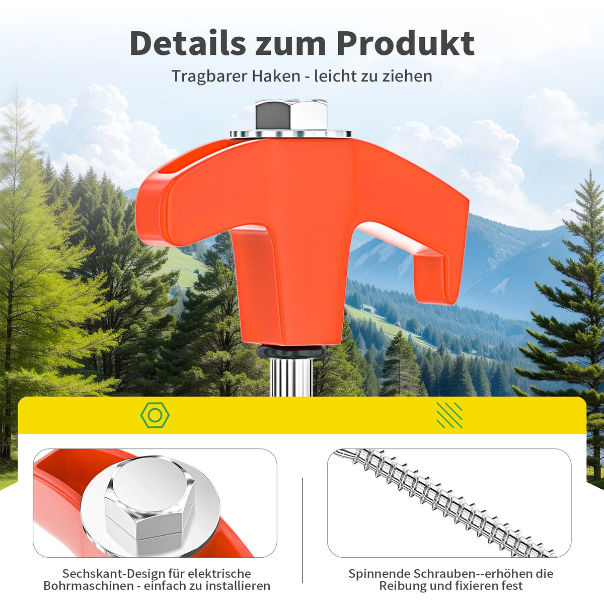 12/16/24PCs Screw pegs tent steel pegs Camping tent pegs Set Herring Earth nails Stable tent ground anchor 25CM Camping Herring Puls 13MM Hexagon Drill for Hard Ground Forest Grass