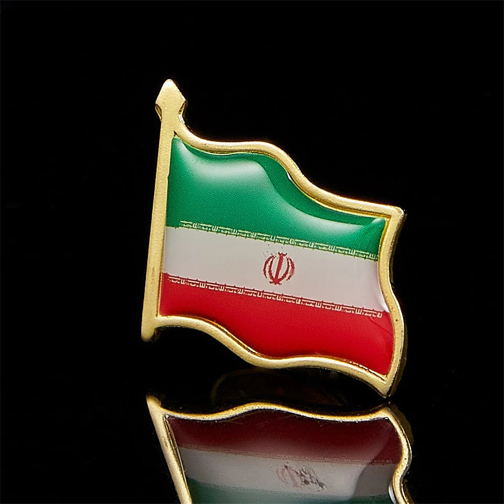 Iran Islamic Shia Persian Empire Allah Akbar Iran Gold Plated Collectible Flag Lapel Pins