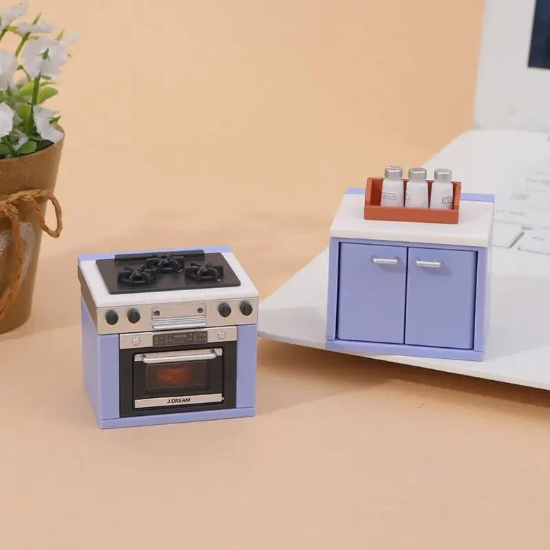 1 Set Dollhouse Miniature Simulation Kitchen Utensils Gas Stove Model Kitchen Accessories For Doll House Decor Pretend Play Toys