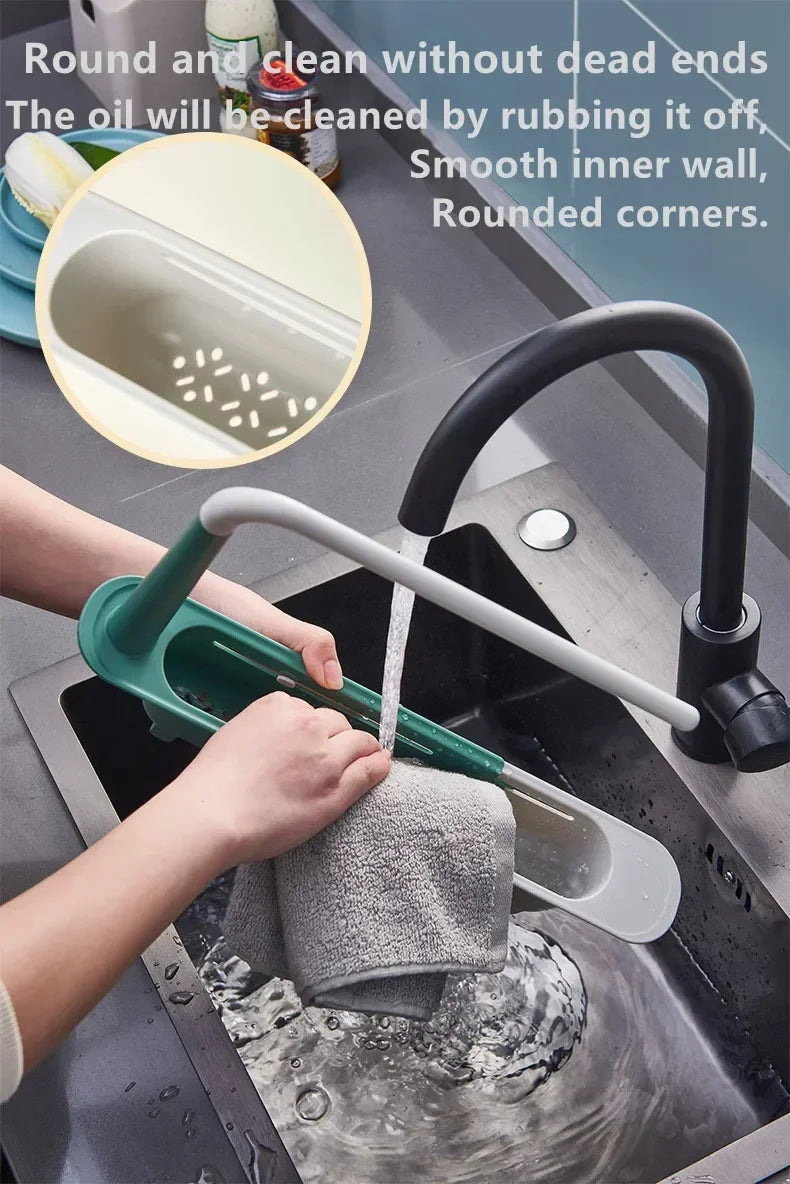 New Sink Drain Rack Storage Basket Kitchen Gadgets Telescopic Sink Shelf Sinks Organizer Soap Sponge Holder Accessories Tool