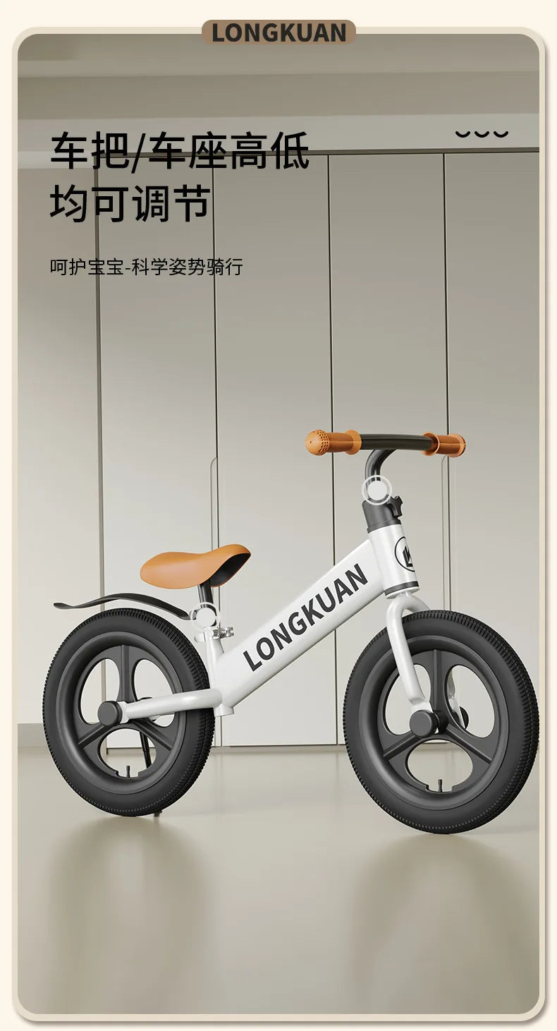 12 Inches Balance Bike High Carbon Steel Frame Adjustable Handlebar Adjustable Seat Two Wheeled Gliding Push Bike Outdoor Riding