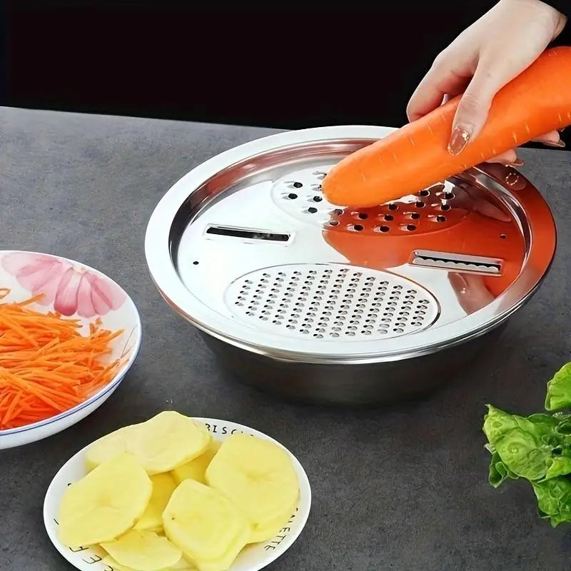 3-Piece Kitchen Set, Stainless Steel Mixing Bowl & Cutting System, Easy Clean Design, Space-Saving, Ideal for Home Cooking