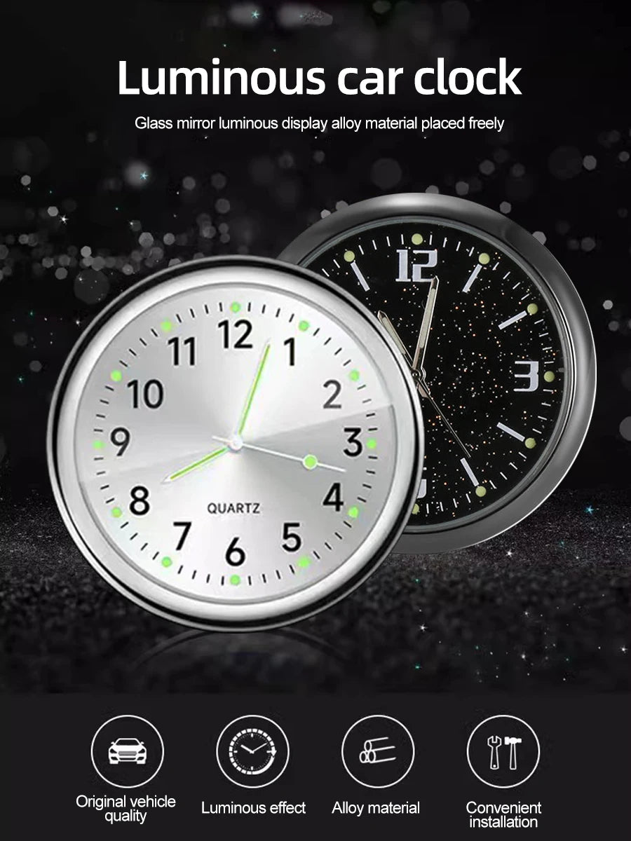 Mini-Autouhr, leuchtend, 5 Farben, Auto-Stick-On-Digitaluhr, Mechanik, Quarz, Motorraduhren, Auto-Ornament, Autozubehör