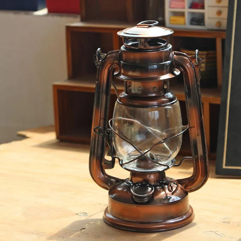 19/25cm Retro Classic Wrought Iron Lamp Lanterns Wick Portable Lights Oil Lantern Camping Hiking Home Decor