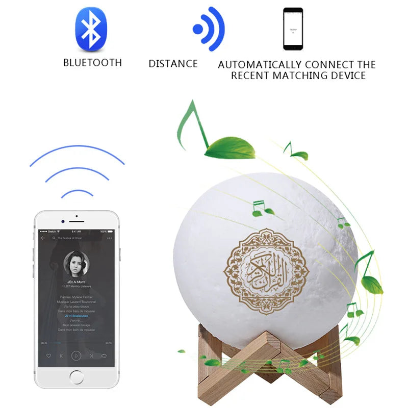 Islamic Arabic Night Light Muslim Bluetooth Speaker Quran Azan Clock Koran Portable Wireless Ramadan Bright Lamp Arab Islam Holy