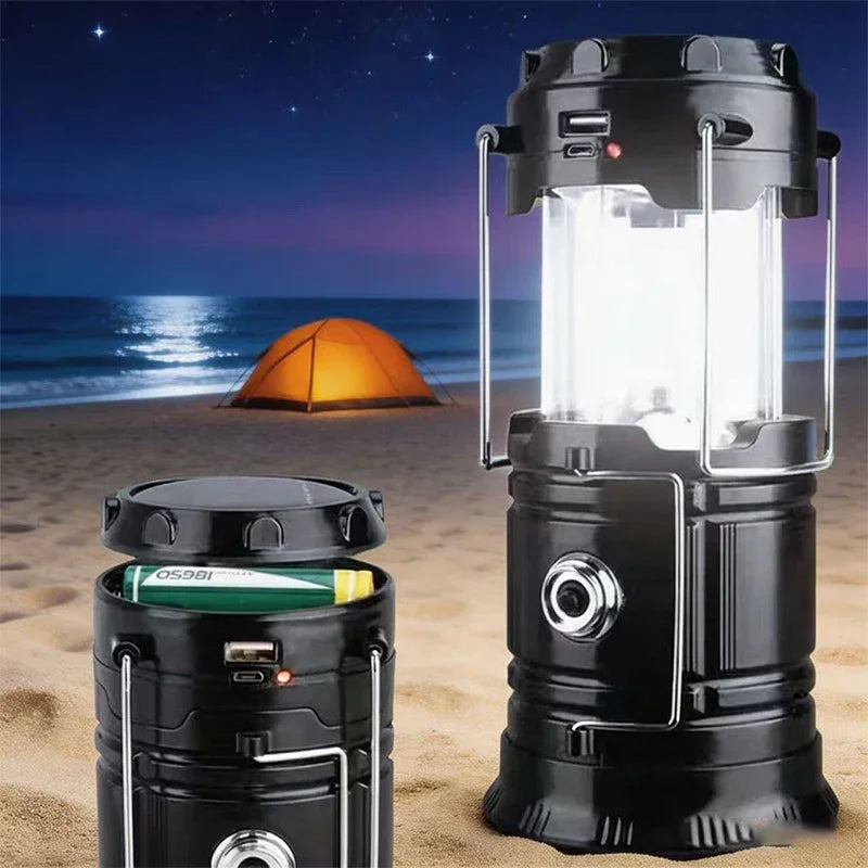 1/2Pack 6 in 1 Multifunction Lantern, LED Solar Camping Lanterns, USB Rechargeable Portable Flashlight, Waterproof Ultra Bright