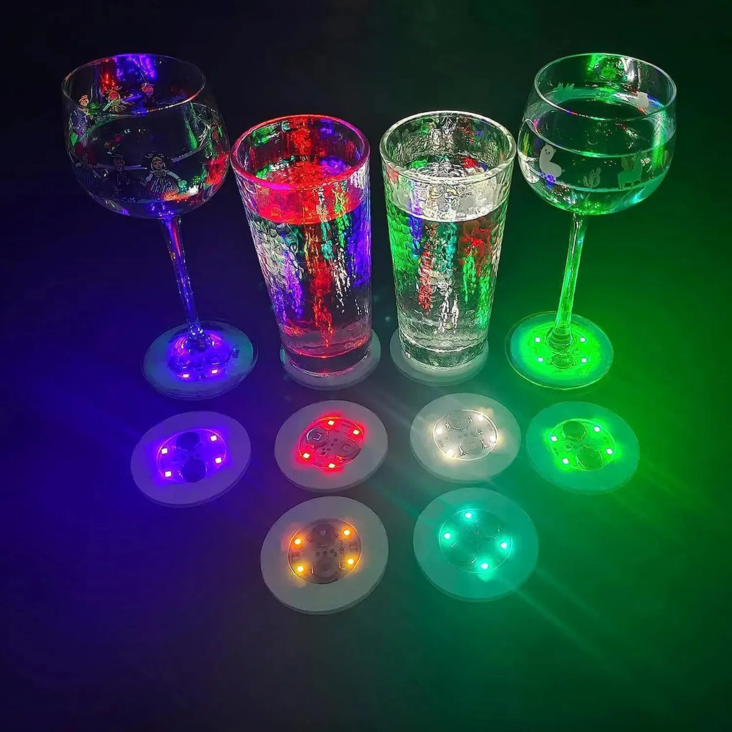 100Pcs LED Tableware Mat Cup  Luminous Sticker Colorful Flashing Bottle Sticker Light-emitting Coaster Stall Bar Light