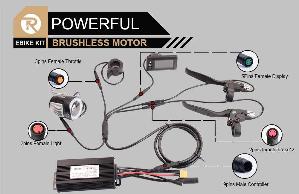 17A26A30A Ebike Brushless Motor Controller 350W/750W/1000W Sinewave Controller G51 LCD Display UART2 Protocol for Scooter E-Bike