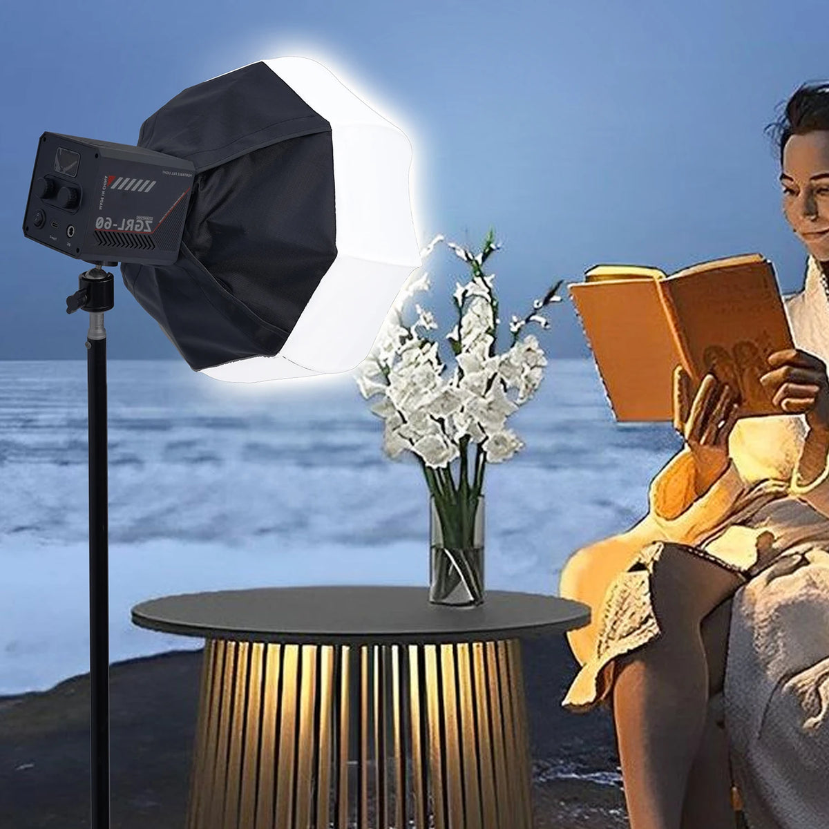30cm Lantern Softbox with Mini Bowens Mount Quick Release Ball Diffuser Light Modifier for Mini Outdoor COB lamp