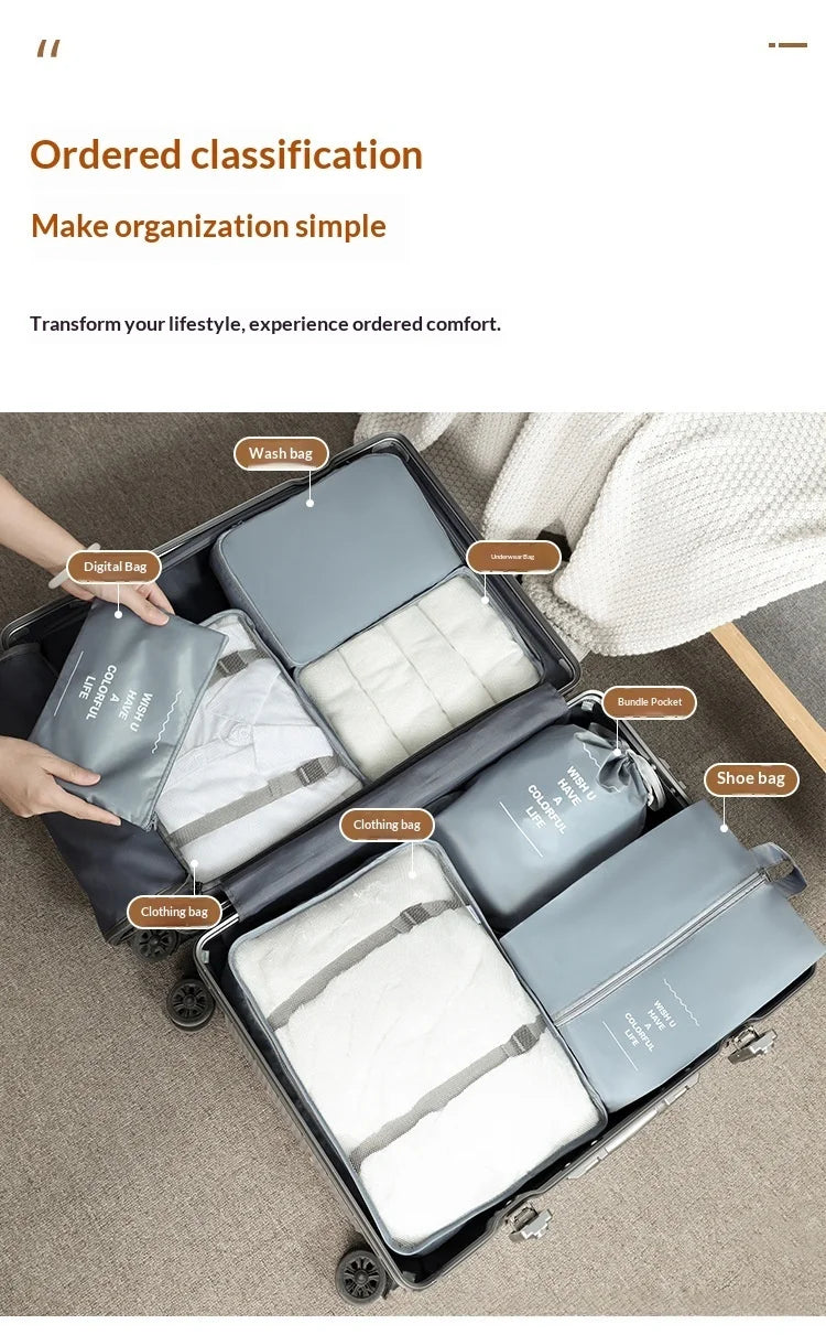 travel Packing Cubes Organizer, Lightweight Luggage Bags with Zipper for Suitcase Clothes Compression, Portable Storage Bag Set
