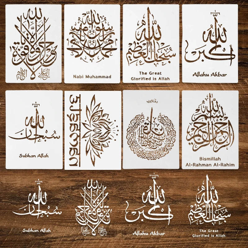 Islam Arabic Script DIY Stencils Wall Painting Scrapbook Embossing Album Paper Card Template Ramadan Eid Mubarak Decor Bismillah
