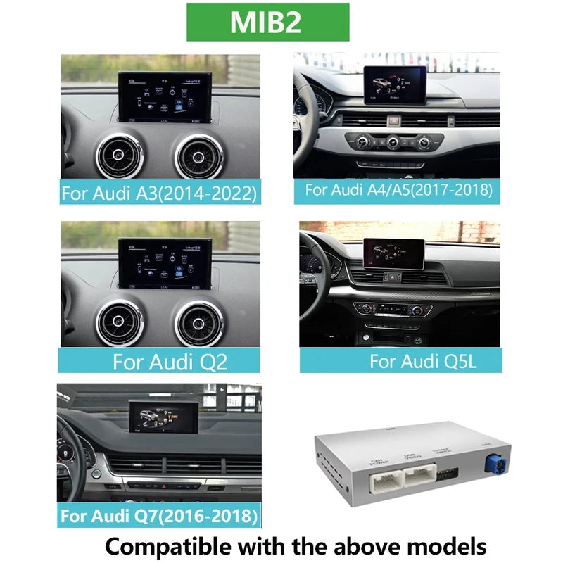 AUTOABC Drahtlose CarPlay Android Auto Interface für Audi A3 A4 A5 Q2 Q7 Q5L 8V mit Mirror Link AirPlay Reverse Kamera Navigati