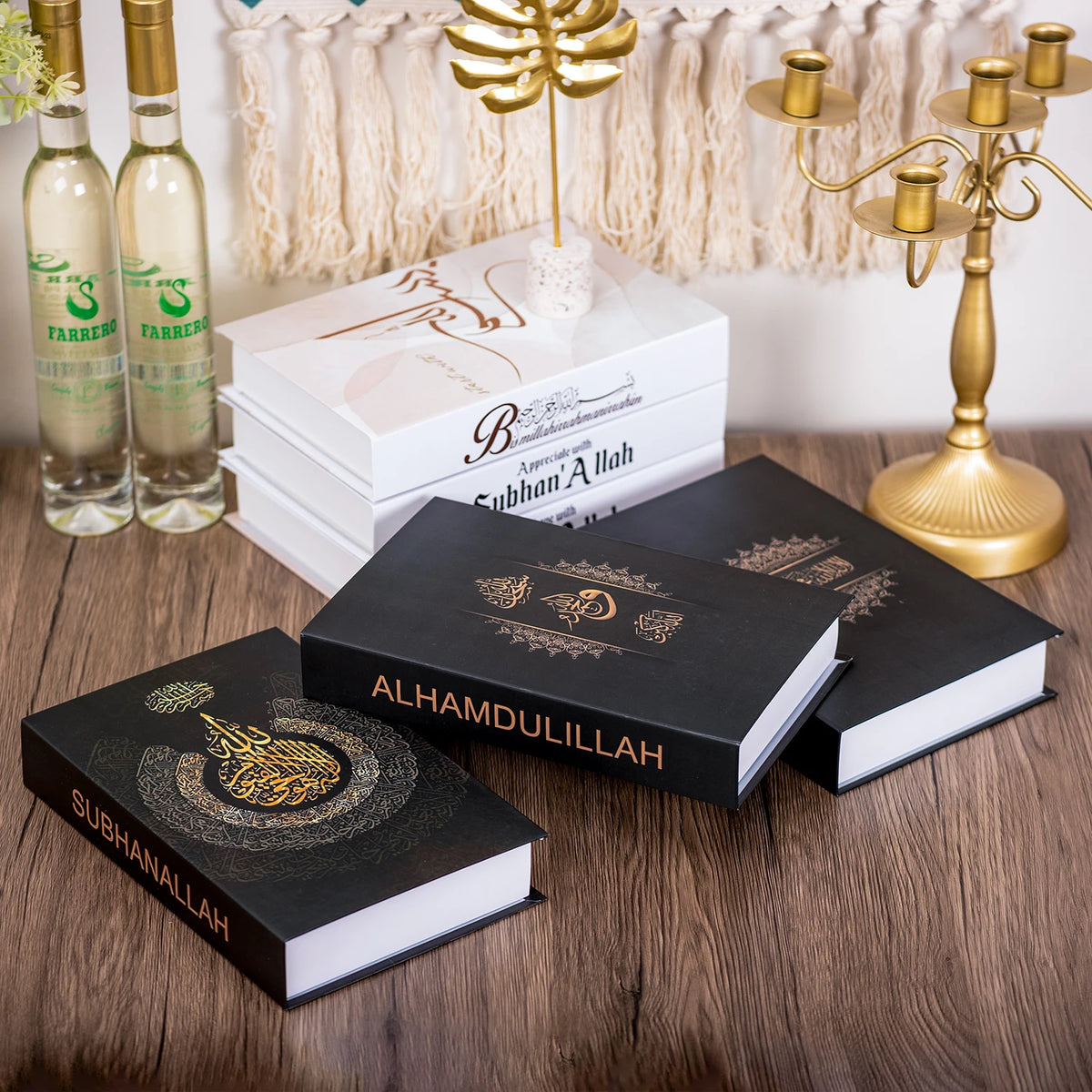 Islamic Luxury Fake Book Decorative Books Storage Box Coffee Table Interior Decoration Kaaba Mosque Muslims Bedroom Home Decor