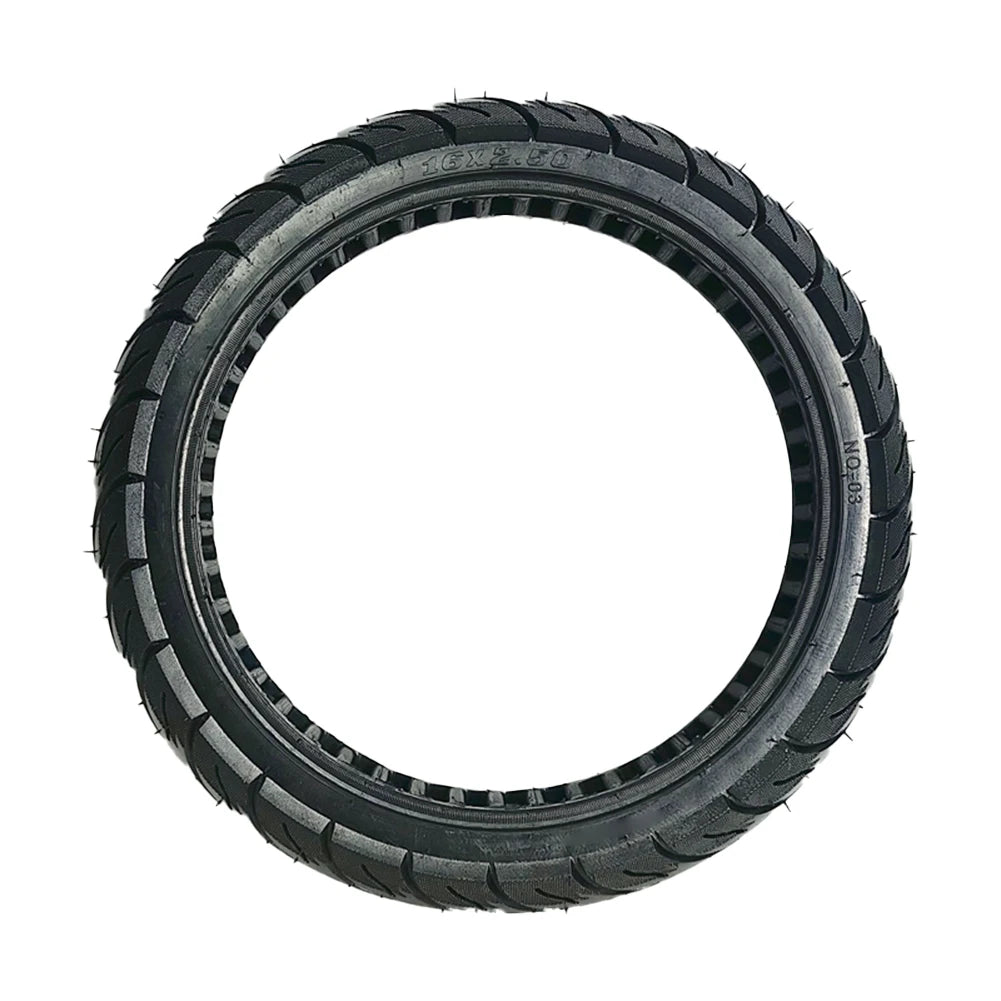 1x E-bike 16x2.5 Rubber Solid Tire Hollow-carved Design No Inflation For 16inches E-Bike Bicycle Parts